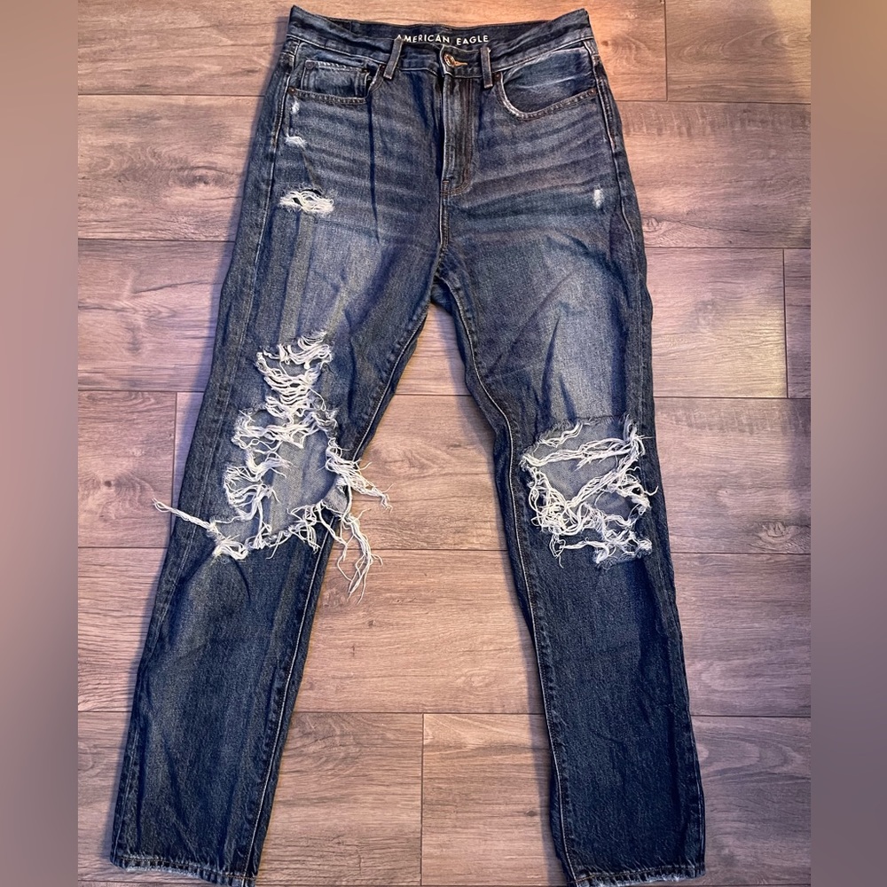 american eagle denim jeans; straight leg; worn a couple times